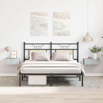 vidaXL Nachtkastjes 2 st zwevend 40x30x15 cm bewerkt hout, Minder dan 45 cm, Verzenden, Nieuw, Minder dan 55 cm