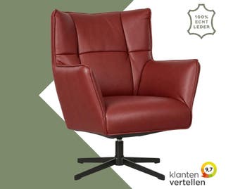 Leren draaifauteuil Lovely - Granada Rouge (rood), Nieuw, Ophalen of Verzenden, 75 tot 100 cm, Eigentijds, Modern, Retro, Vintage