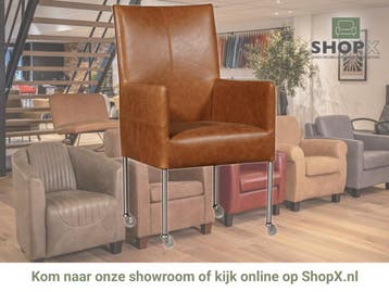 Leren eetkamerstoel Spark - Vintage Cognac (cognac) - Poten, Bruin, Nieuw, Ophalen of Verzenden, Eén
