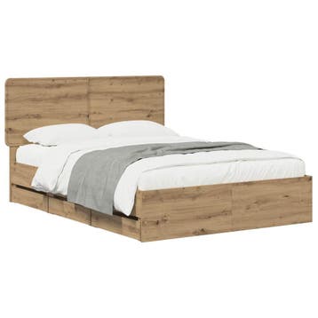 vidaXL Bed Frame with Storage and Headboard Artisan Oak 120, Huis en Inrichting, Slaapkamer | Bedden, Bruin, Verzenden, Nieuw