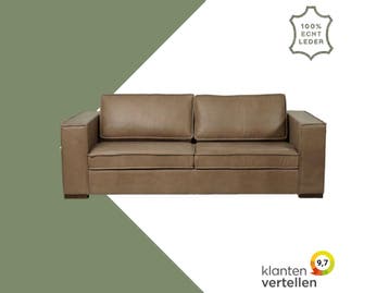 Leren bank Fine - 3 zits - Vintage Taupe (taupe/bruin) -, Huis en Inrichting, Banken | Bankstellen, Nieuw, Ophalen of Verzenden