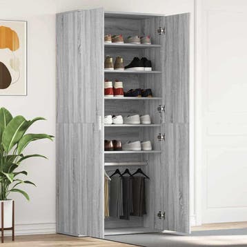 vidaXL Schoenenkast 80 x 39 x 178 cm Bewerkt hout Grijs, Verzenden, Nieuw