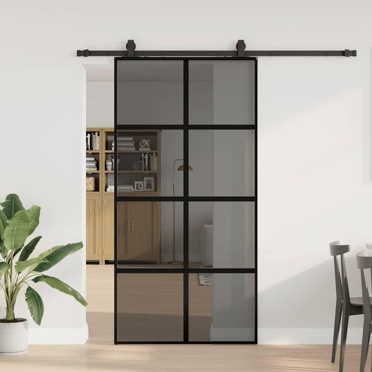 vidaXL Schuifdeur met beslagset 102,5x205 cm gehard glas, Doe-het-zelf en Verbouw, Deuren en Horren, Nieuw, Verzenden