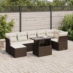 vidaXL 8-delige Loungeset met kussens poly rattan bruin, Verzenden, Nieuw, Rotan, Loungeset