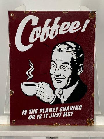 Coffee - Emaille bord - 40x30 cm - Gemaakt van een dikke