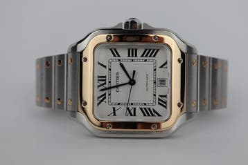 Horloge Cartier Santos Large 10/2021 Als nieuw conditie., Sieraden, Tassen en Uiterlijk, Overige merken, Staal, Polshorloge, Ophalen of Verzenden