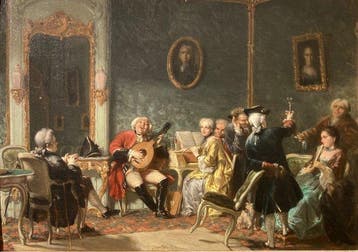 David Bles (1821-1899) - Musicerende muzikanten in de salon, Antiek en Kunst, Kunst | Schilderijen | Klassiek