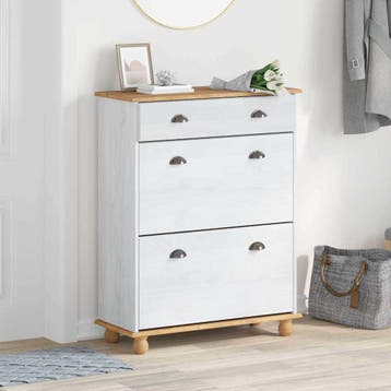 vidaXL Schoenenkast ASKIM Wit 85 x 35 x 108 cm Massief, Verzenden, Nieuw