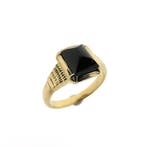 Vintage gouden herenring met onyx, 18 tot 19, Gebruikt, Overige kleuren, Ophalen of Verzenden
