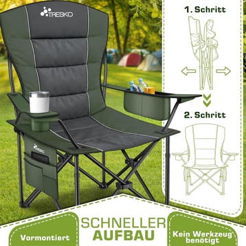 TRESKO® Campingstoel - Visstoel - Vouwstoel - Groen, Caravans en Kamperen, Verzenden, Zo goed als nieuw