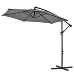 Zweefparasol staal Ø 270x245 cm incl. kruisvoet grijs, Tuin en Terras, Zonneschermen, Verzenden, Nieuw