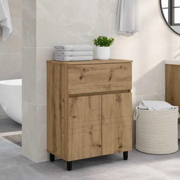 vidaXL Badkamer Waskom Artisanaal eiken 60 x 35 x 80 cm, Verzenden, Nieuw