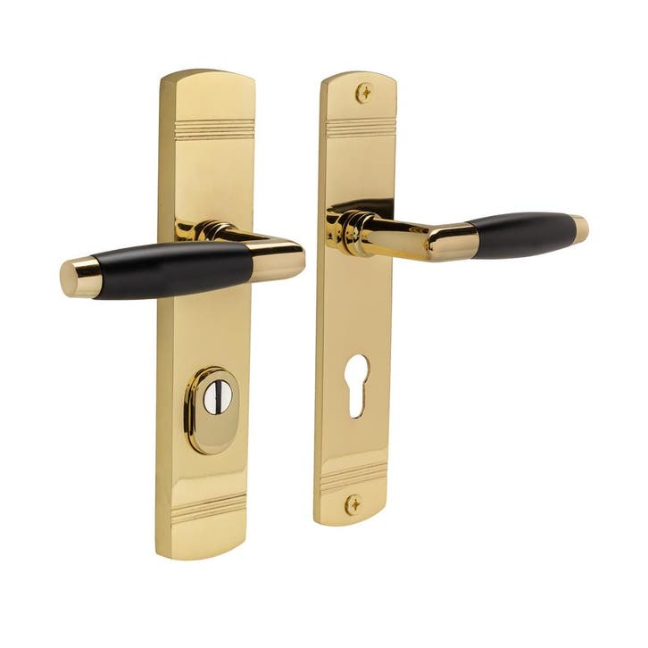 Retro buitendeurbeslag klink/klink PC72 in messing gelakt..., Doe-het-zelf en Verbouw, Hang- en Sluitwerk, Klink of Kruk, Nieuw