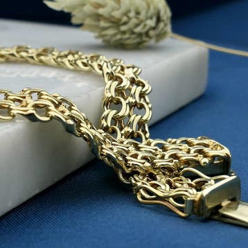 Gouden dubbele Prince of Wales schakelarmband, Ophalen of Verzenden, Gebruikt, Goud, Goud
