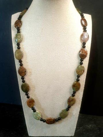 Zwart onyx, Indiase agaat - Halsketting