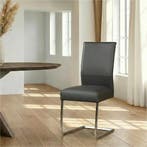 Leren eetkamerstoel Remix - Hermes Antracite (donkergrijs), Huis en Inrichting, Stoelen, Ophalen of Verzenden, Nieuw, Leer, Industrieel, Modern
