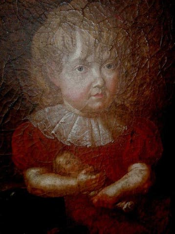 German school (XVIII) - Portrait eines 4-jährigen Mädchens, Antiek en Kunst
