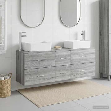 vidaXL Badkamerkastenset 3 st Grijs Sonoma 136 x 35 x 80 cm, Verzenden, Nieuw