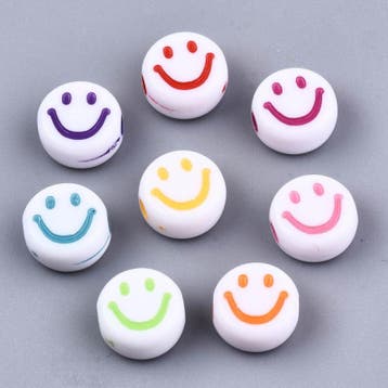 20 x Smiley vrolijke kralenmix van acryl 7 x 3,5mm gat: 1..., Ophalen of Verzenden, Nieuw, Kraal