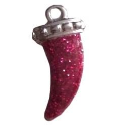 Per stuk Zilverkleurige metalen hanger haaientand fuchsia..., Ophalen of Verzenden, Nieuw, Bedel