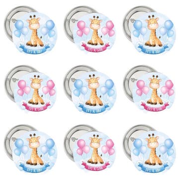 10 Buttons Its a Boy en/of Its a Girl Giraf, Verzenden, Nieuw, Versiering, Geboorte of Huwelijk