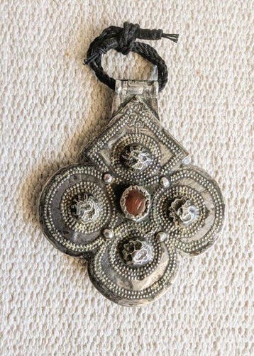 Zilver, Cornaline - Amulet - Foulet khamsa Marokko