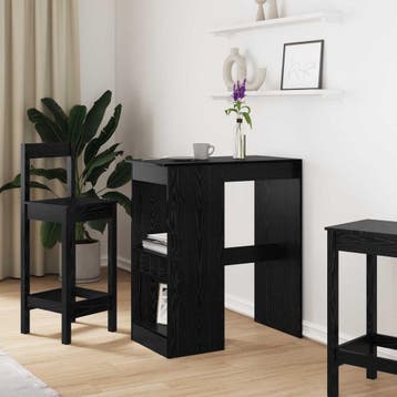 vidaXL Bartafel 90 x 47.5 x 103.5 cm Bewerkt hout Zwart, Huis en Inrichting, Verzenden, Nieuw