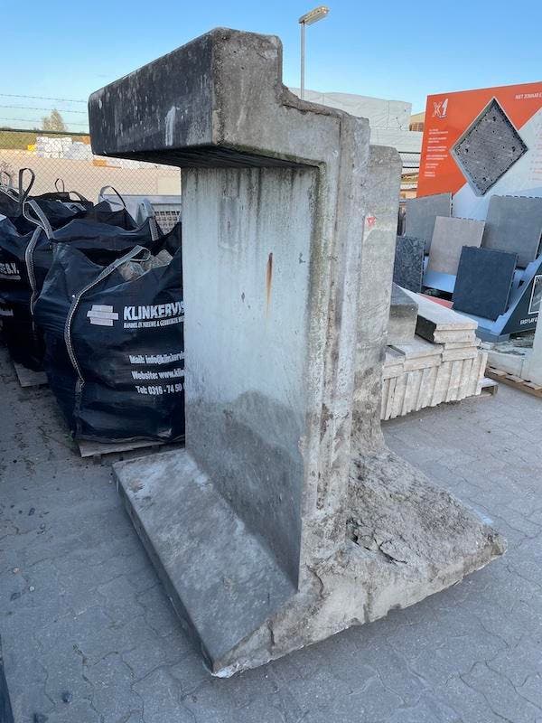 Keerwand gebruikt hoekelement Klein 155x35/35x115 Grijs..., Tuin en Terras, Bielzen en Borders, Ophalen of Verzenden
