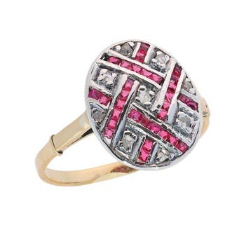Ring - 18 karaat Geel goud - Diamant - Strass, Art Deco uit, Nieuw