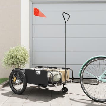 vidaXL Fietstrailer oxford stof en ijzer zwart, Fietsen en Brommers, Fietsaccessoires | Aanhangers en Karren, Verzenden, Nieuw