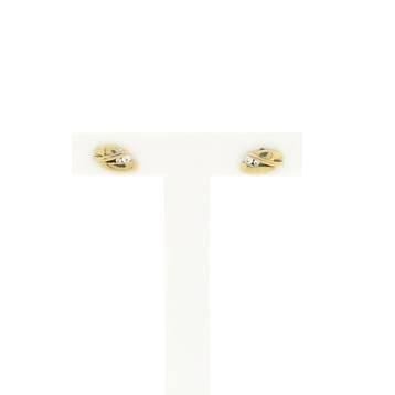 Gouden oorstekers met zirconia (Oorbellen), Sieraden, Tassen en Uiterlijk, Oorbellen, Gebruikt, Ophalen of Verzenden, Met edelsteen