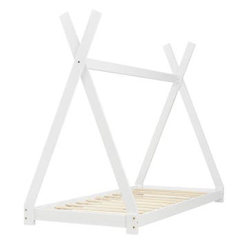 Juniorbed - Tipi met bedbodem en matras 90x200cm - wit, Verzenden, Nieuw