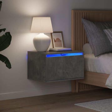 vidaXL Nachtkastje met LEDs wandgemonteerd betongrijs, Minder dan 45 cm, Verzenden, Nieuw, Minder dan 55 cm