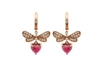 Hangoorbellen - 14 karaat Roségoud - 2.44ct. tw. Toermalijn