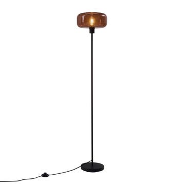 Retro vloerlamp zwart met brons glas - Bizle, Verzenden, Nieuw, Glas, Retro