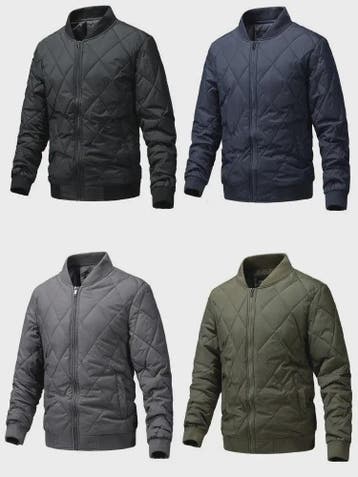 Heren Retro Quilted Winterjas - Lichtgewicht Katoen Gevoerd, Verzenden, Nieuw