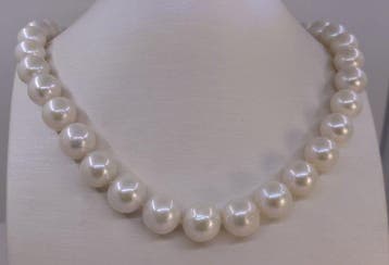 Zonder minimumprijs - Halsketting 11,5×13,5 mm ronde witte, Nieuw