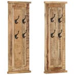 vidaXL Kapstokken 2 st 38x100 cm massief mangohout, Huis en Inrichting, Verzenden, Nieuw