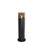 Staande buitenlamp zwart met smoke kap zeshoek 50 cm -, Verzenden, Nieuw, Aluminium