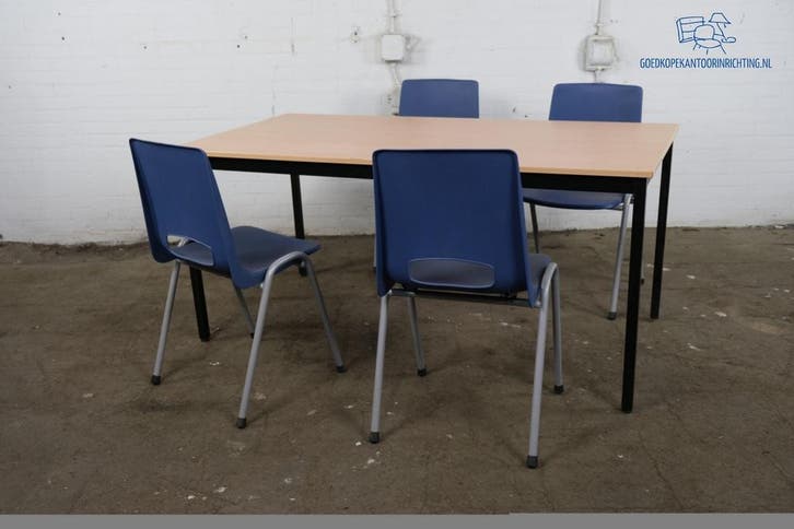 Tweedehands kantinetafel beuken 180x80 cm zwart frame, Zakelijke goederen, Kantoor en Winkelinrichting | Kantoormeubilair en Inrichting