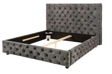 Design tweepersoonsbed PARIS 160x200cm grijs fluweel, Ophalen of Verzenden, Nieuw