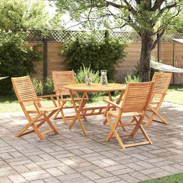 vidaXL Tuin eettafelset 5 st Bruin Massief Acaciahout, Verzenden, Nieuw, 5 zitplaatsen