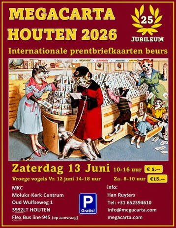 Megacarta Houten 12-13 Juni, grootste ansichtkaartenbeurs NL, Gelopen