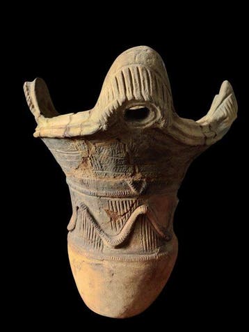JOMON Terracotta Prehistorische grote vaas Flamme du Japon