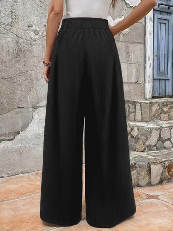 Dames Wijde Pijp Broek met Hoge Taille en Trekkoord - Comfor, Verzenden, Nieuw