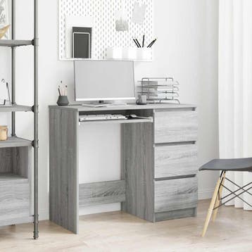 vidaXL Bureau 90x45x76 cm bewerkt hout grijs sonoma, Verzenden, Nieuw