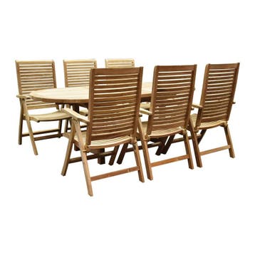 Arona Ovaal uitschuifbare dining tuinset 160-210x90 cm blad, Ophalen of Verzenden, Nieuw, Teakhout