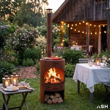 ASH® - Sunset - Tuinhaard met BBQ - Cortenstaal, Verzenden, Nieuw