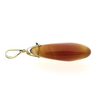Gouden hanger met carneool bandagaat (Hanger of bedel), Ophalen of Verzenden, Gebruikt, Goud, Overige merken