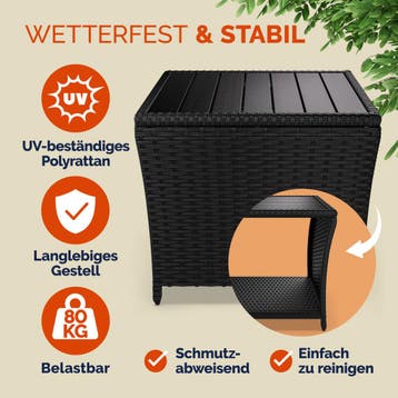 Polyrotan Bijzettafel Vedis Zwart 45x45x40cm (Tafels), Verzenden, Nieuw